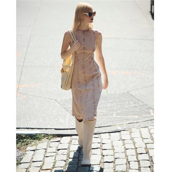 Rachel Comey Fervie Dress Brown Acid Wash Pomona Denim $595 NOWT Size 4 - Picture 2 of 16